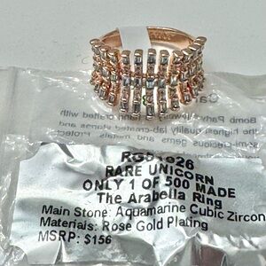Bomb Party UNICORN Arabella Rose Gold Ring with Aquamarine Cubic Zircon
